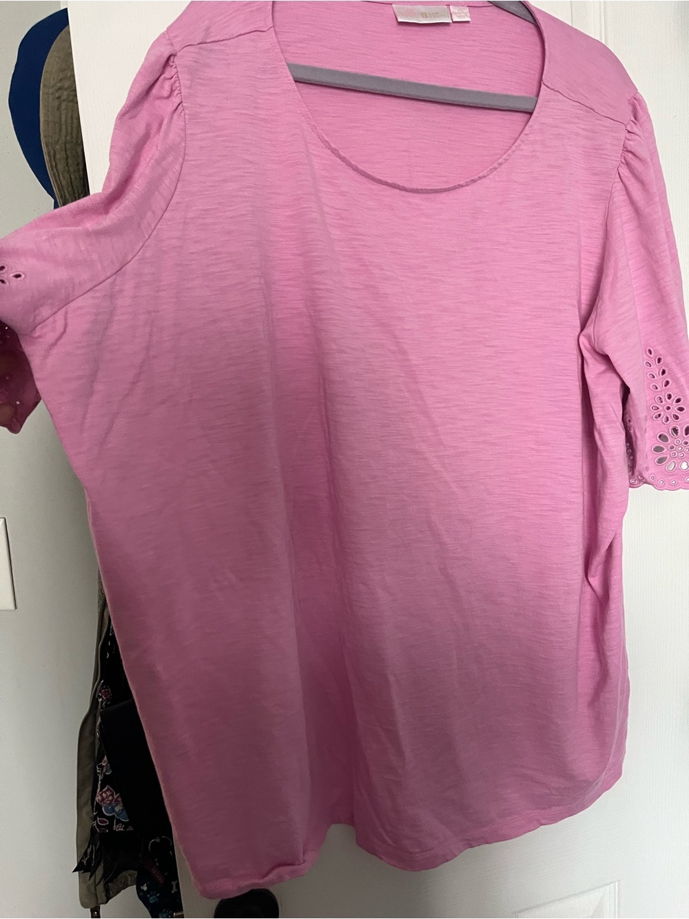 Belle By Kim Gravel Slub Knit Scallop Sleeve Boatneck Top - 4X - Picture 2 of 5